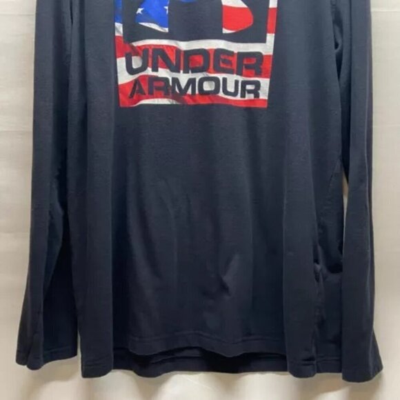 Under Armour Heat Gear Men's Medium Black Loose Fit Large Freedom Flag UA Logo - Picture 3 of 12